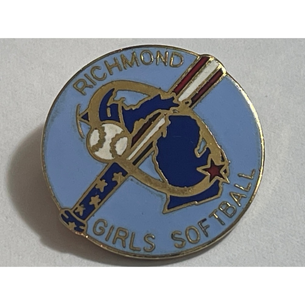 Richmond Girls Softball Pin Vintage Enamel Lapel‎ Hat Bag Jacket Award 00795